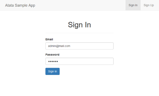 Sign in page with filled data